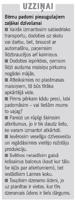 Novadi zaļo: Dzīvot un domāt zaļi mācās skolā