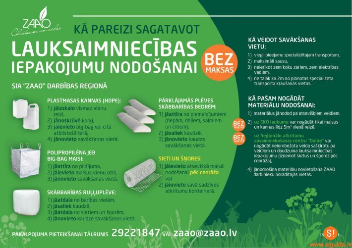 “Novadi zaļo”: Lauksaimnieki plēves un plastmasas kannas vairs nemetam mežā